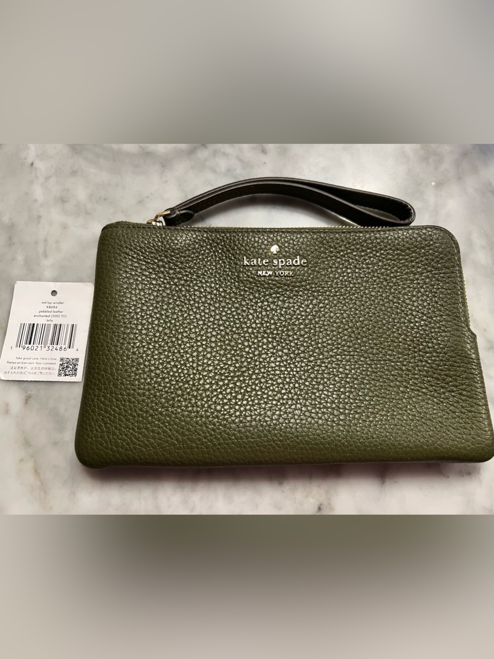 EUC! Kate Spade ♠️ Enchanted Green pebbled leather L-Zip Wristlet/Clutch$138! - Picture 5 of 10